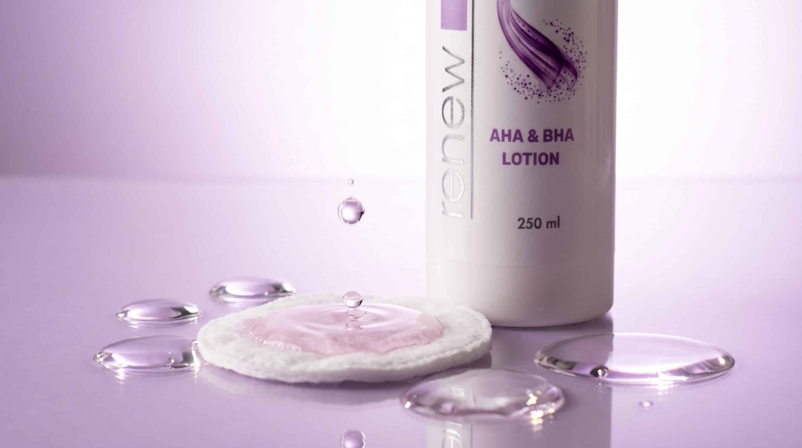 Tonik z kwasami AHA i BHA Renew AHA & BHA Lotion i nasączony płatek kosmetyczny, pierwszy etap złuszczania w protokole